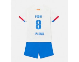 Barcelona Pedri Gonzalez #8 Koszulka Wyjazdowych Dziecięca 2023-24 Krótki Rękaw (+ Krótkie spodenki)